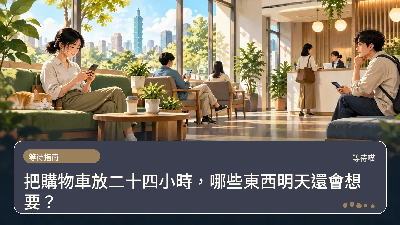 把購物車放二十四小時,哪些東西明天還會想要?主題插畫