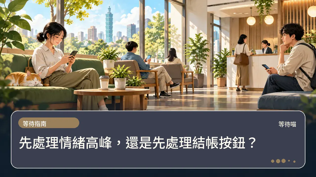 先處理情緒高峰,還是先處理結帳按鈕?主題插畫